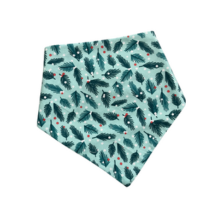 
            
                Load image into Gallery viewer, Teal Holly Holiday Reversible Pet Bandana
            
        