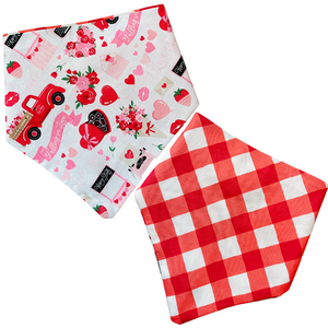 Valentine's Day & Red Plaid Reversible Pet Bandana