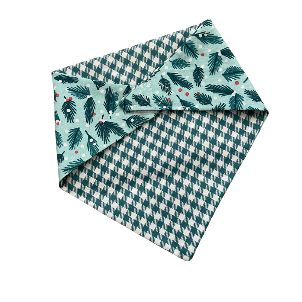 Teal Holly Holiday Reversible Pet Bandana