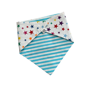 Rainbow Stars & Blue Stripe Reversible Pet Bandana