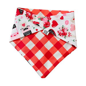 Valentine's Day & Red Plaid Reversible Pet Bandana