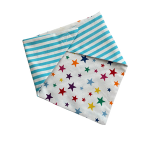 Rainbow Stars & Blue Stripe Reversible Pet Bandana