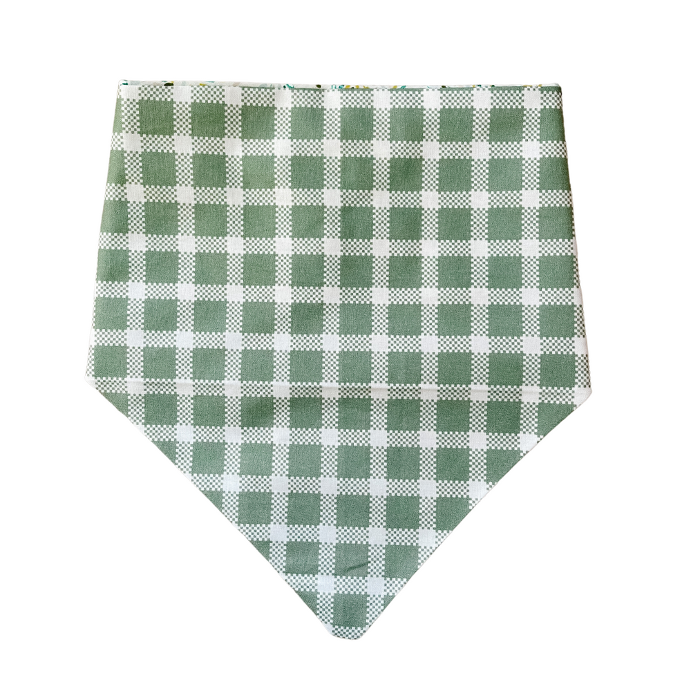 Sage Green Plaid & Neutral Speckles Reversible Pet Bandana