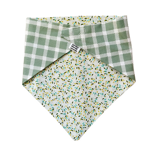 Sage Green Plaid & Neutral Speckles Reversible Pet Bandana