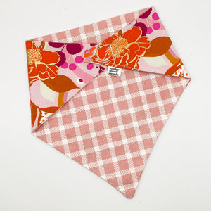 Pink & Gold Floral with Pink Plaid Reversible Pet Bandana