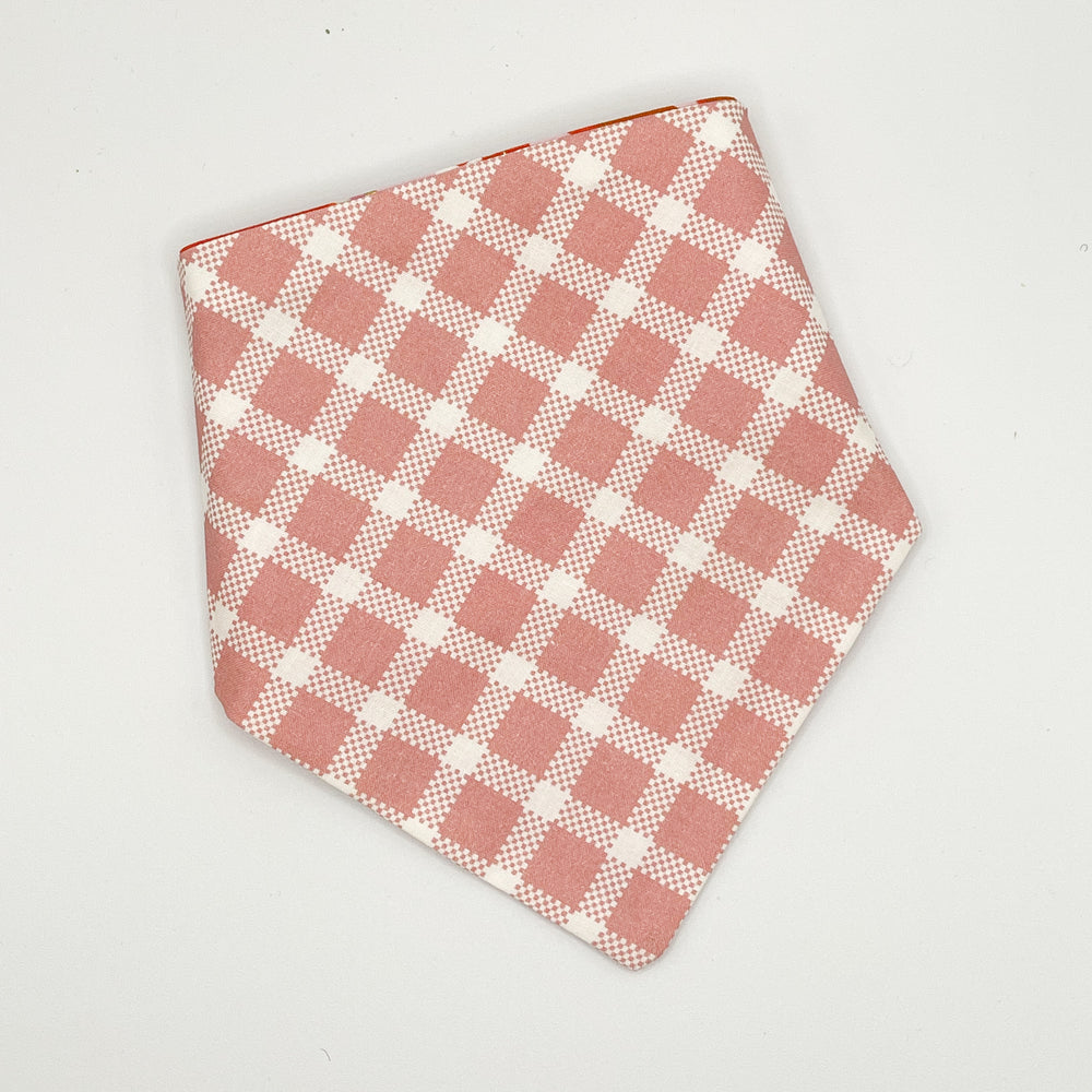 Pink & Gold Floral with Pink Plaid Reversible Pet Bandana
