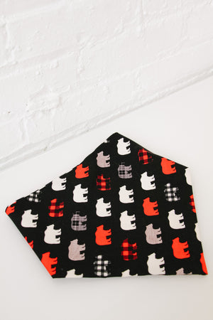 Bear & Black/White Plaid Reversible Pet Bandana