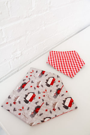 
            
                Load image into Gallery viewer, Campers &amp;amp; Red Plaid Reversible Pet Bandana
            
        