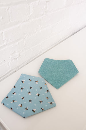 Teal Bees & Deep Teal Spotted Pet Bandana