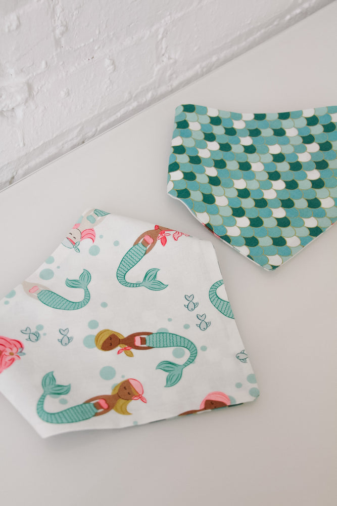 Mermaid & Green with Gold Scales Reversible Pet Bandana