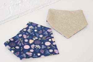 Floral Bee Hive & Tan Reversible Pet Bandana