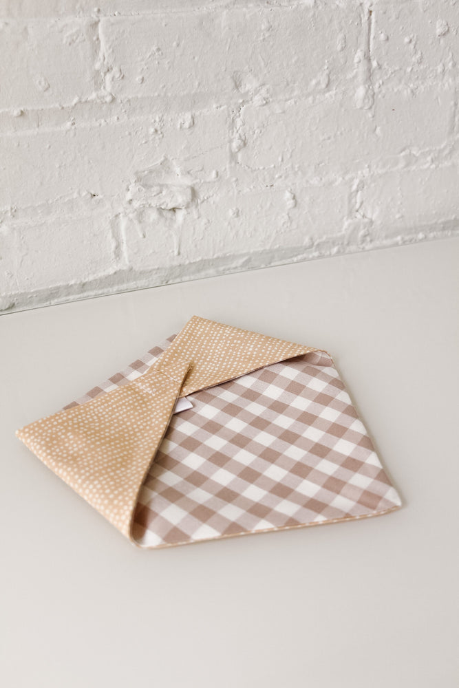Tan/White Plaid & Neutral X Reversible Pet Bandana