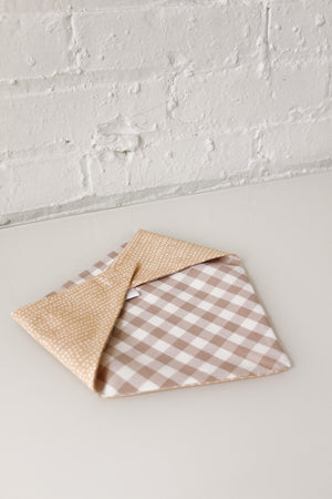 Tan/White Plaid & Neutral X Reversible Pet Bandana
