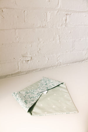 Sage Green Floral & White X Reversible Pet Bandana