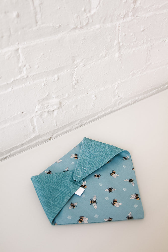 Teal Bees & Deep Teal Spotted Pet Bandana