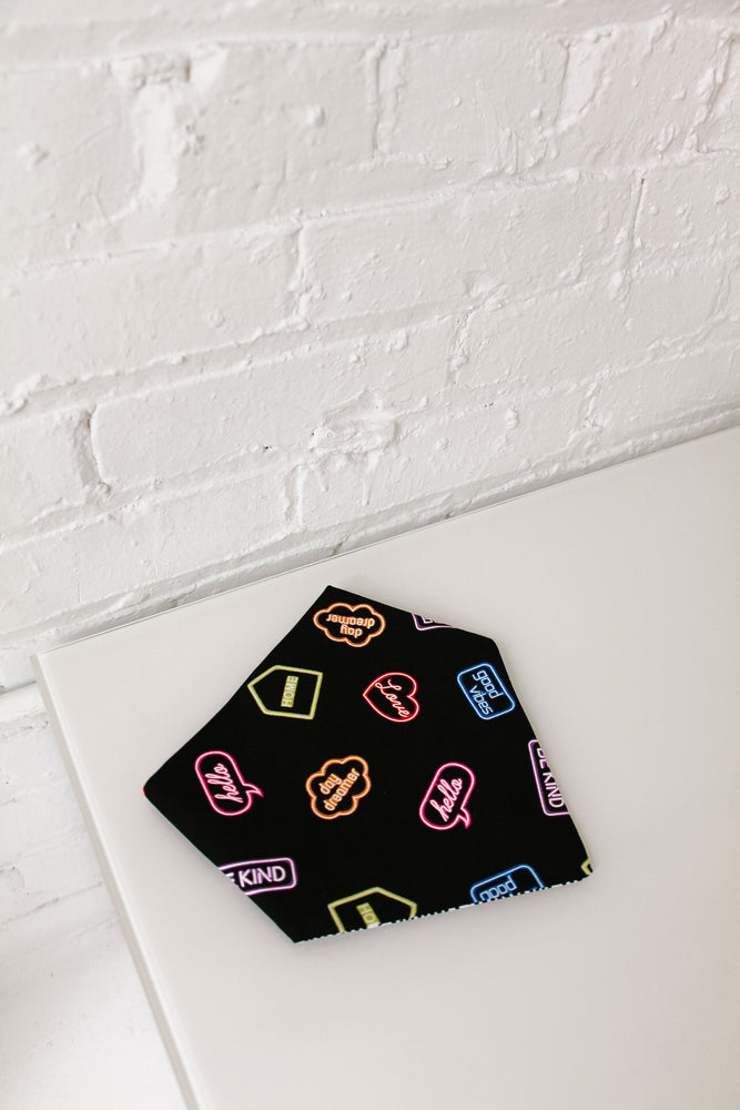 Neon Sign & Black and White Reversible Pet Bandana