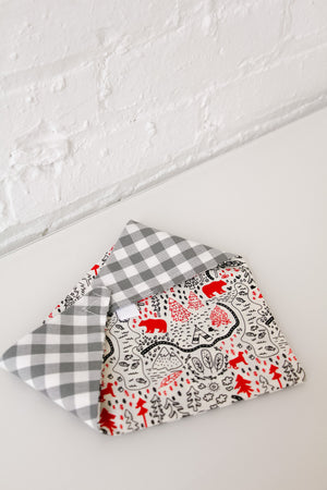 Outdoor Bears & Grey Plaid Reversible Pet Bandana