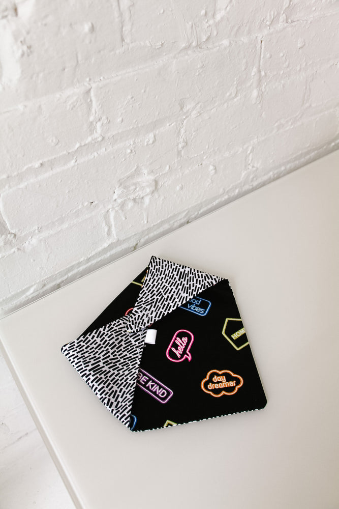 Neon Sign & Black and White Reversible Pet Bandana