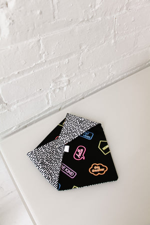 Neon Sign & Black and White Reversible Pet Bandana