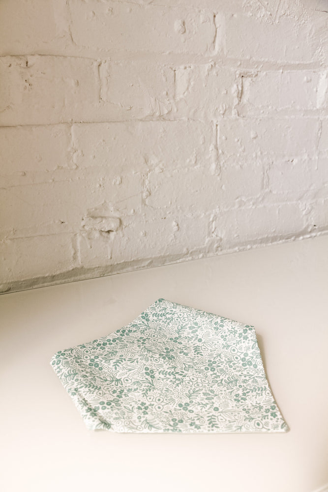 Sage Green Floral & White X Reversible Pet Bandana