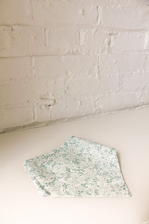 Sage Green Floral & White X Reversible Pet Bandana