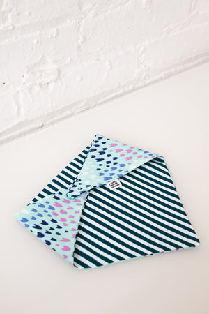 Teal Tulips & Teal Stripe Reversible Pet Bandana