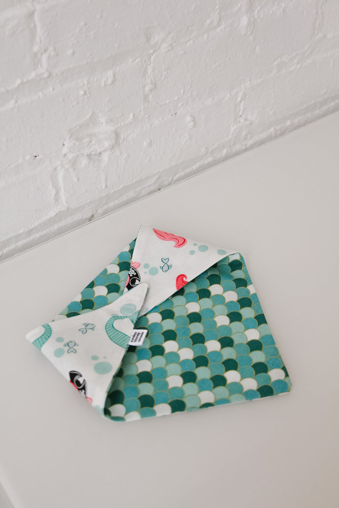 Mermaid & Green with Gold Scales Reversible Pet Bandana