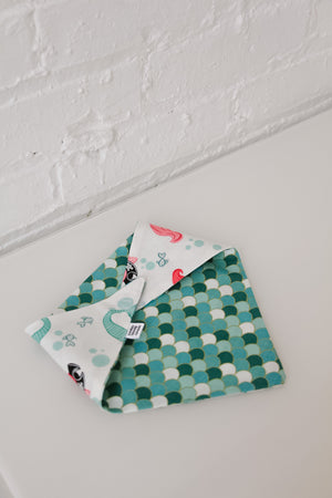 Mermaid & Green with Gold Scales Reversible Pet Bandana