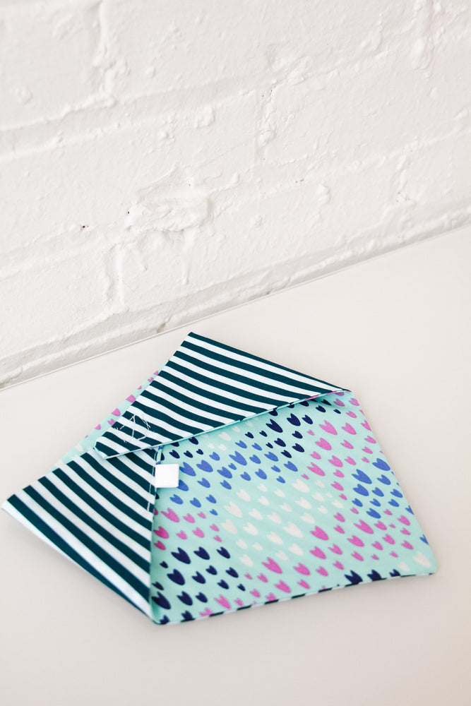 Teal Tulips & Teal Stripe Reversible Pet Bandana