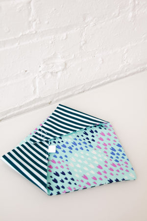 Teal Tulips & Teal Stripe Reversible Pet Bandana