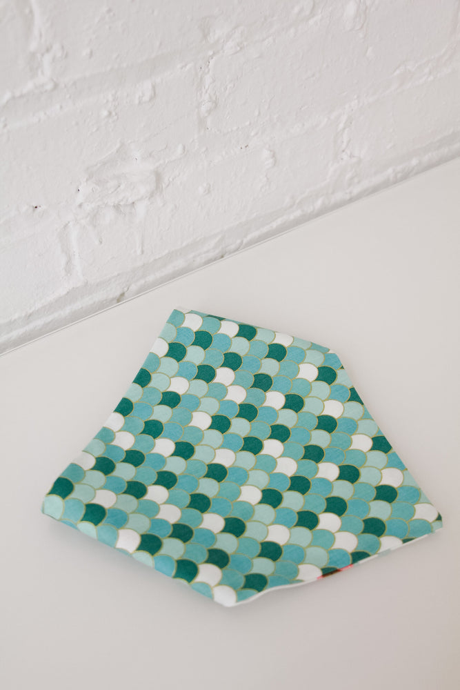 Mermaid & Green with Gold Scales Reversible Pet Bandana