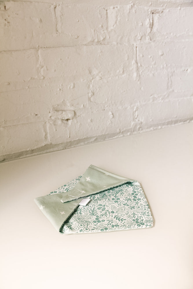 Sage Green Floral & White X Reversible Pet Bandana