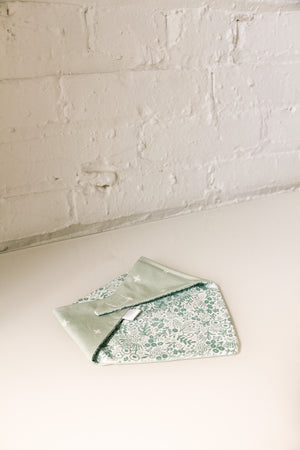 Sage Green Floral & White X Reversible Pet Bandana