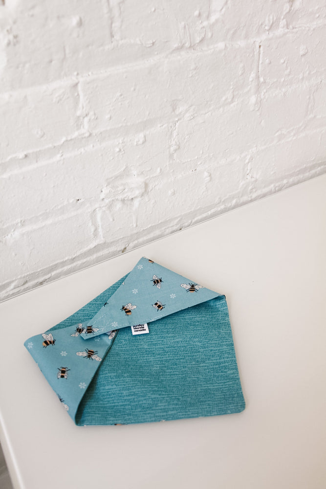 Teal Bees & Deep Teal Spotted Pet Bandana
