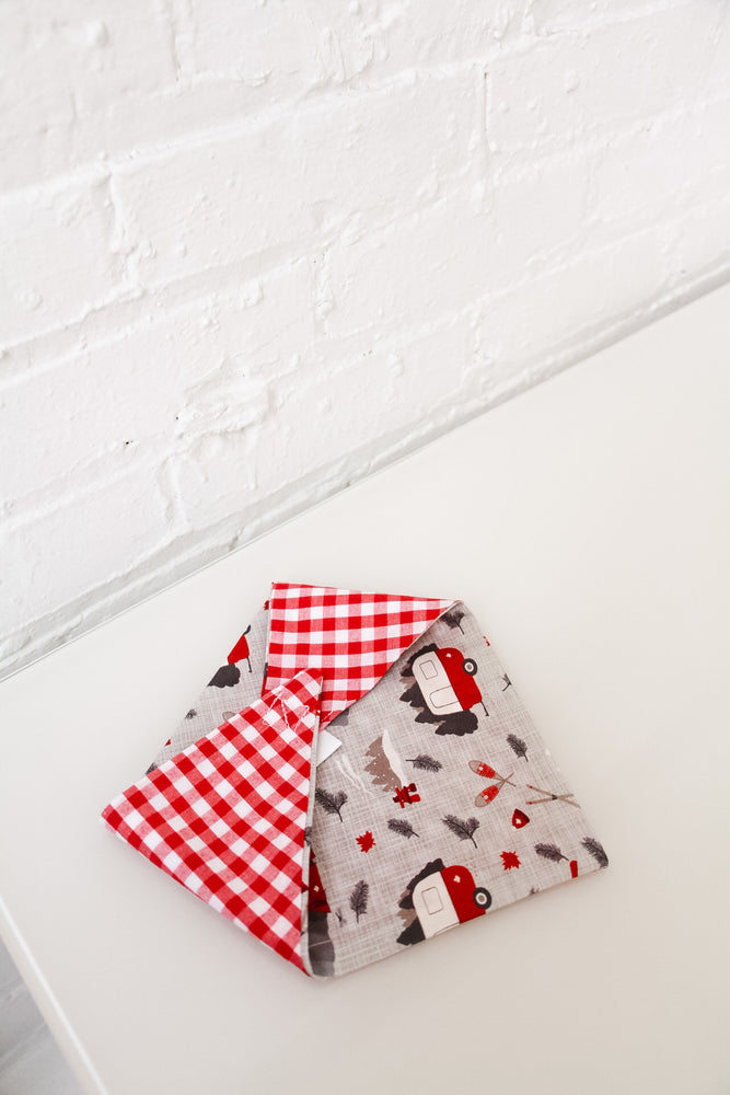 Campers & Red Plaid Reversible Pet Bandana