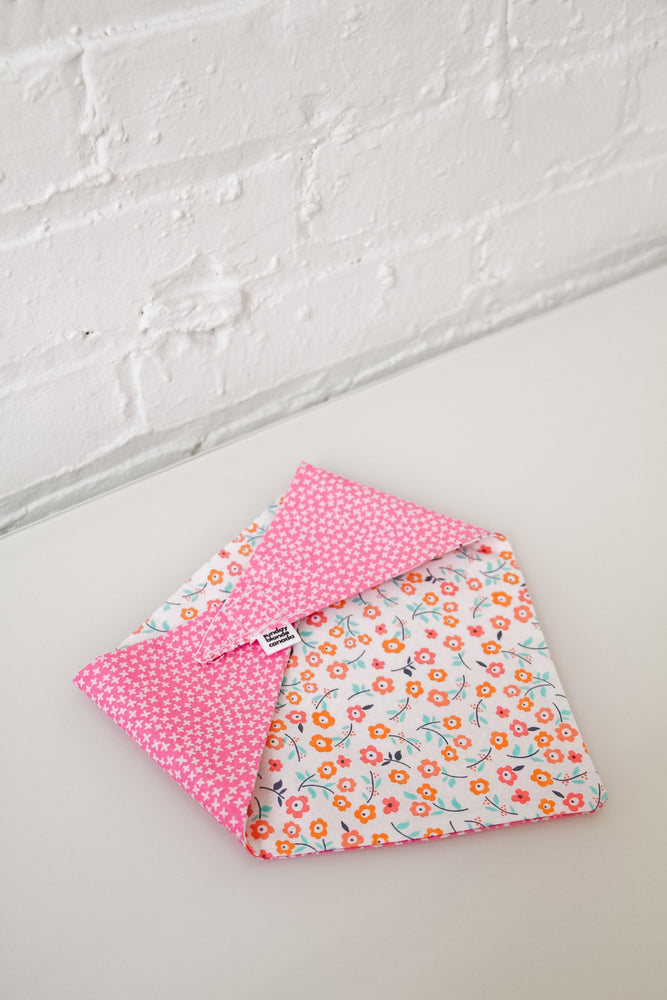 Pink/White Floral & Pink X Reversible Pet Bandana