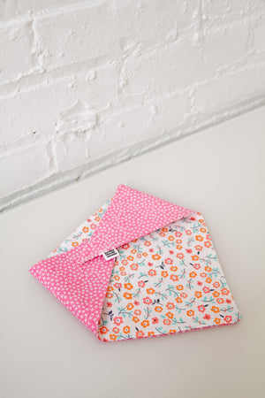 Pink/White Floral & Pink X Reversible Pet Bandana