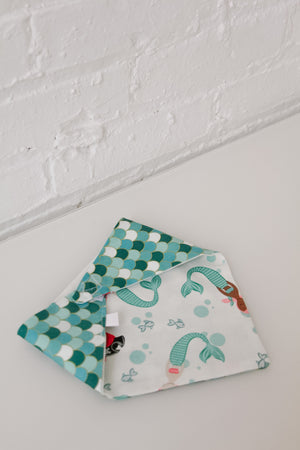 Mermaid & Green with Gold Scales Reversible Pet Bandana
