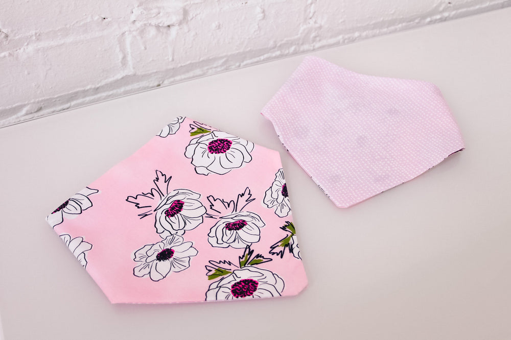 Purple Floral & White Dots Reversible Pet Bandana