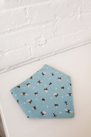 Teal Bees & Deep Teal Spotted Pet Bandana
