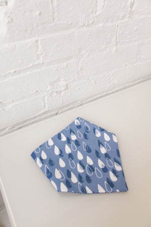 Rain Drops & Blue/White Dot Reversible Pet Bandana