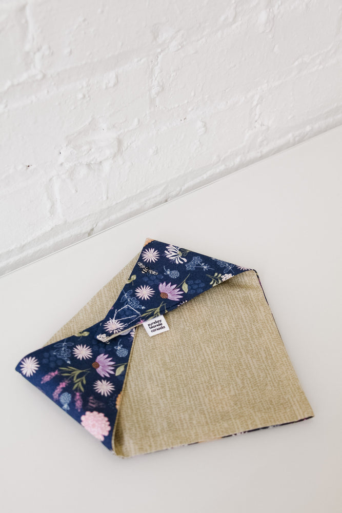 
            
                Load image into Gallery viewer, Floral Bee Hive &amp;amp; Tan Reversible Pet Bandana
            
        