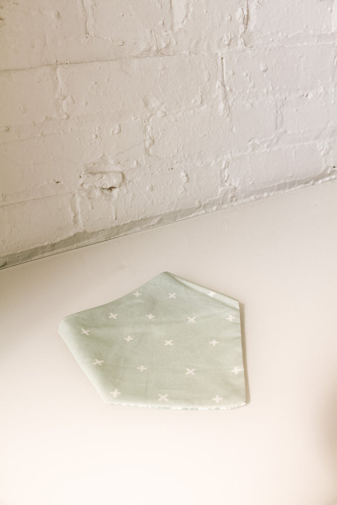 Sage Green Floral & White X Reversible Pet Bandana