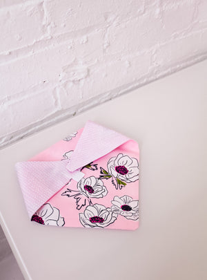 Purple Floral & White Dots Reversible Pet Bandana