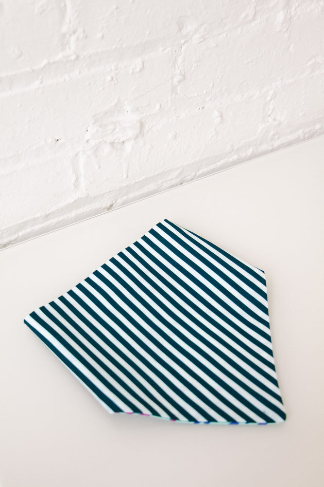 Teal Tulips & Teal Stripe Reversible Pet Bandana