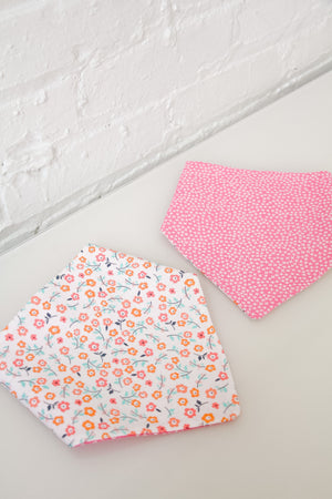 Pink/White Floral & Pink X Reversible Pet Bandana